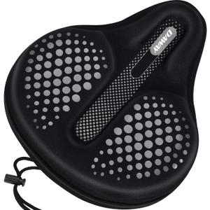 DAWAY Comfortable Bike Seat Cover - Silicone Gel & Memory Foam Padded Bike Seat Cushion for Men Women - Soft Bicycle Saddle Cover for Peloton, Stationary Exercise, Mountain Road Bikes - XL/Large/Small