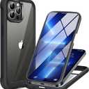 Miracase Glass Case for iPhone 13 Pro Max 6.7 inch, Upgrade Full-Body Clear Phone Bumper Case Cover with Built-in 9H Tempered Glass Screen Protector, Black