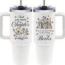 Gifts for Book Lovers Women, Book Lover Tumbler with Handle - 40oz Stainless Steel Travel Mug Insulated Coffee Cup, Bookish Bookworm Gift - Literary Librarian Gift - Reading Gifts for Readers Woman