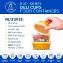Healthy Packers 8oz Deli Containers with Lids, Food Storage, 100pk BPA-Free