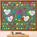 2 x 72 Pcs Christian Bulletin Board Decorations Set God is Love Bulletin Board Decor Jesus Religious Faith Bible Verse Heart Cutouts for Church Sunday School Vbs Chalkboard Home Wall Decor