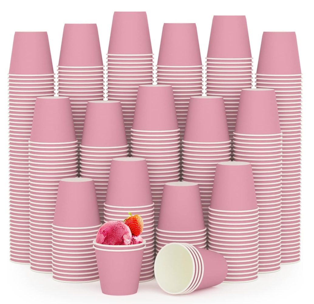 Turbo Bee 600Pack 3oz Small Paper Cups,Disposable Pink Bathroom Cups for Party, Picnic,Travel and Event