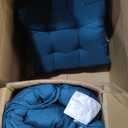 QILLOWAY Indoor/Outdoor High Back Chair Cushion,Tufted, Replacement Cushions - Set of 2 (Peacock Blue) (Peacock Blue)