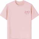 WDIRARA Girl's Bow Graphic T Shirt Crew Neck Short Sleeve Tee Cute Tops (Pink)