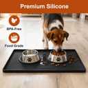 Extra Thick Silicone Mat Waterproof with Raised Edge 19 x 12, BPA Free Non-Slip Dog & Cat Food Mat, Feeding Mat for Food and Water Bowls, Spill Proof Mat to Protect Floors, Black