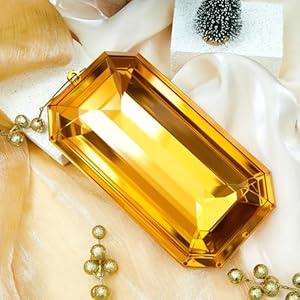 Syhood 9.5 Inch Jumbo Jewel Ornament Large Jewel Ornaments for Christmas Tree Acrylic Glitter Christmas Gem Hanging Decorations for Xmas Wedding Holiday Party Decor(Brown, Rectangle)