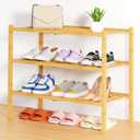 Smiry Shoe Rack, 3 Tier Thick Bamboo Shoe Organizer, Stackable Free Standing Wooden Shoe Storage Shelf for Closet, Entryway, Front Door Entrance, Natural