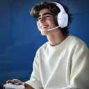 Gvyugke 2.4GHz Wireless Gaming Headsets for PS5, PS4, PC, Switch - Bluetooth 5.3 Gaming Headphones with Noise Canceling Mic, 7.1 Surround Sound, 70H Battery, Blue Lighting - White