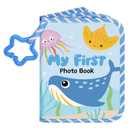 Lanpn My First Baby Photo Album Holds 17 4x6 Photos, Soft Cloth Family Book with Name Card Name Tag Stickers, Fabric Kid Memory Keepsake Gift for 4x6 Baby Shower Kids Newborn Toddlers Boy Girl (Ocean)