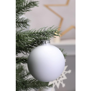 DN DECONATION White Glass Christmas Ornaments, Set of 8, 3' Hanging Christmas Baubles for Xmas Tree Decoration, Wedding Party Gift