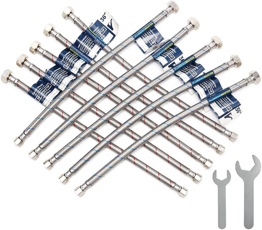 36 Inch Faucet Hose,10 pcs Faucet Supply Lines (3/8" Comp x 1/2" FIP), Certified Safe Supply Lines for Bathroom Faucet
