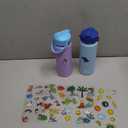 GoKEDA 18oz Kids Water Bottle, 2 Pack Insulated Bottles with Stickers, 18/8 Stainless Steel Vacuum Leak Proof Straw Cup for School, Gifts for Girls(Light Blue, Purple)