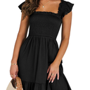 ANRABESS Women's Summer Casual Sleeveless Square Neck Dress 2025 Smocked Ruffle Backless Boho Beach Cute Teen Short Sundress, S