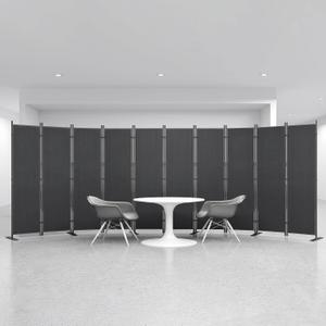 10-Panel 6 ft Tall Indoor Folding Room Divider, Dark Grey