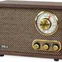 Victrola Willow  Retro Wood Bluetooth Radio with Built-in Speakers: Elegant & Vintage Design, Rotary AM/FM Tuning Dial, Bass & Treble Control, Wireless Streaming (Espresso)