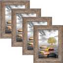 3.5x5 Picture Frames Rustic Distressed Gray Wood Pattern High Definition Glass for Table Top Display and Wall Mounting Photo FramePack of 4