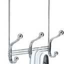 iDesign York Lyra Steel Over-The-Door 6-Hook Storage Rack - 8.38" x 5.25" x 11", Chrome