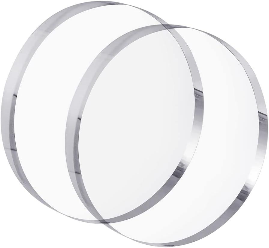 7in Round Acrylic Disc Display Block Clear Polished Stand Riser | 1in Thickness, 7" x 7" x 1", 2 Pack
