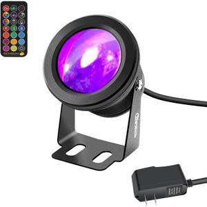 Outdoor Lights,10w Spot Lights Outdoor with US Plug and Remote Control,Dimmable Halloween Decor Christmas Lights Outdoor,Waterproof Spotlight with TimerLight Color is Mixed, NOT Pure RGB (Rgb-Remote Control ONLY)