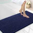 Smiry Luxury Chenille Bathroom Rugs 44x24, Extra Soft and Absorbent Shaggy Bath Mat, Machine Washable, Non-Slip Plush Carpet Runner for Tub, Shower, and Floor, Home Decor Accessories, Navy Blue
