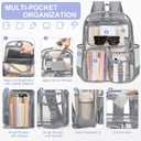 Attmu Clear Backpack for Stadium Events, Heavy Duty PVC Transparent Bookbag with Reinforced Strap, Large Capacity See Through Clear Bag for College Concerts Sport Work Security Travel, Grey