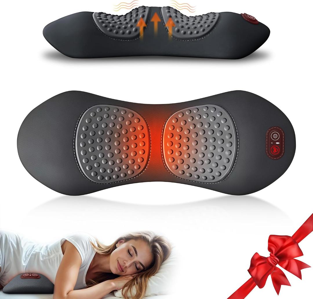 3 in 1 Upadate Rechargeable Electric Lumbar Support Pillow with Adjustable Height for Bed and Chair,Cordless Back Massager for Pain Relief Deep Tissue,Back Massager with Heat for Home & Office