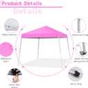Canopy Tent, 10X10 FT Pop Up Canopy Outdoor Instant Tent Slant Legs with Carrying Bag, Portable Gazebo Shelter for Patio Deck Garden and Beach - 8X8 FT Canopy Cover (Pink)