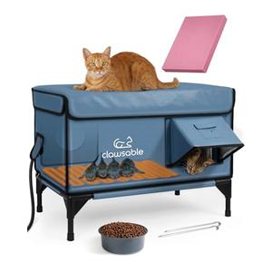 Amazon.com : Heated Cat House for Outside Foam Board, Extremely Insulated Outdoor Cat House Escape Door, Weatherproof & Waterproof Awning, Elevated Feral Animal Shelter for Winter : Pet Supplies