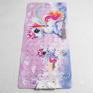 XIYUNTE Baby Bath Mat for Tub Non Slip Kids Bath Mat - 40"x16" Extra Long Bathtub Mat Non Slip Kids, Eco-Friendly Toddler Bath Mats with Suction Cups for Secure Grip, Easy to Clean & Easy Drying, unicorn