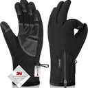 -10 Waterproof Winter Gloves for Men & Women, 5-Layer Touch Screen Breathable Cold Weather Gloves (Medium, Black)