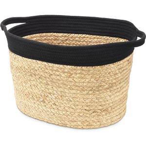 Whitmor Woven Braided Tote, Black & Tan (Pack of 3- Small, Medium & Large)
