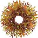Fall Wreaths for Front Door 24 Inch Large Artificial Autumn Wreath with Eucalyptus Leaves Harvest Thanksgiving Indoor Outdoor Decor Porch Window Wall Farmhouse Rustic Hanging Door Decorations