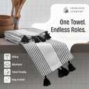 Black Decorative Dotted Kitchen Towels 16x26 Inch, 5 Pack, Ultra Absorbent, Soft, 100% Cotton Towels with Tassels, Fast-Dry for Cleaning, Drying Dishes, and Everyday Use