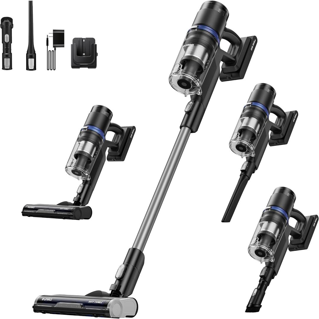 Eureka ReactiSense 350W Anti-Tangle Cordless Stick Vacuum, NEC451BL
Floor Sense + React, Up to 60-Min, Lightweight, Anti-Allergen HEPA, Swivel Steering, For Pet Hair, Hard Floors & Carpets