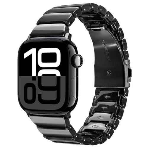 V-MORO Resin Band Compatible with Series 7/8/9/10 Apple Watch Bands 41mm/40mm/38mm/42mm Fashion Strap for iWatch Series 6/5/4/3/2/1/SE Lightweight Bracelet Wristband Women (Classic Black)