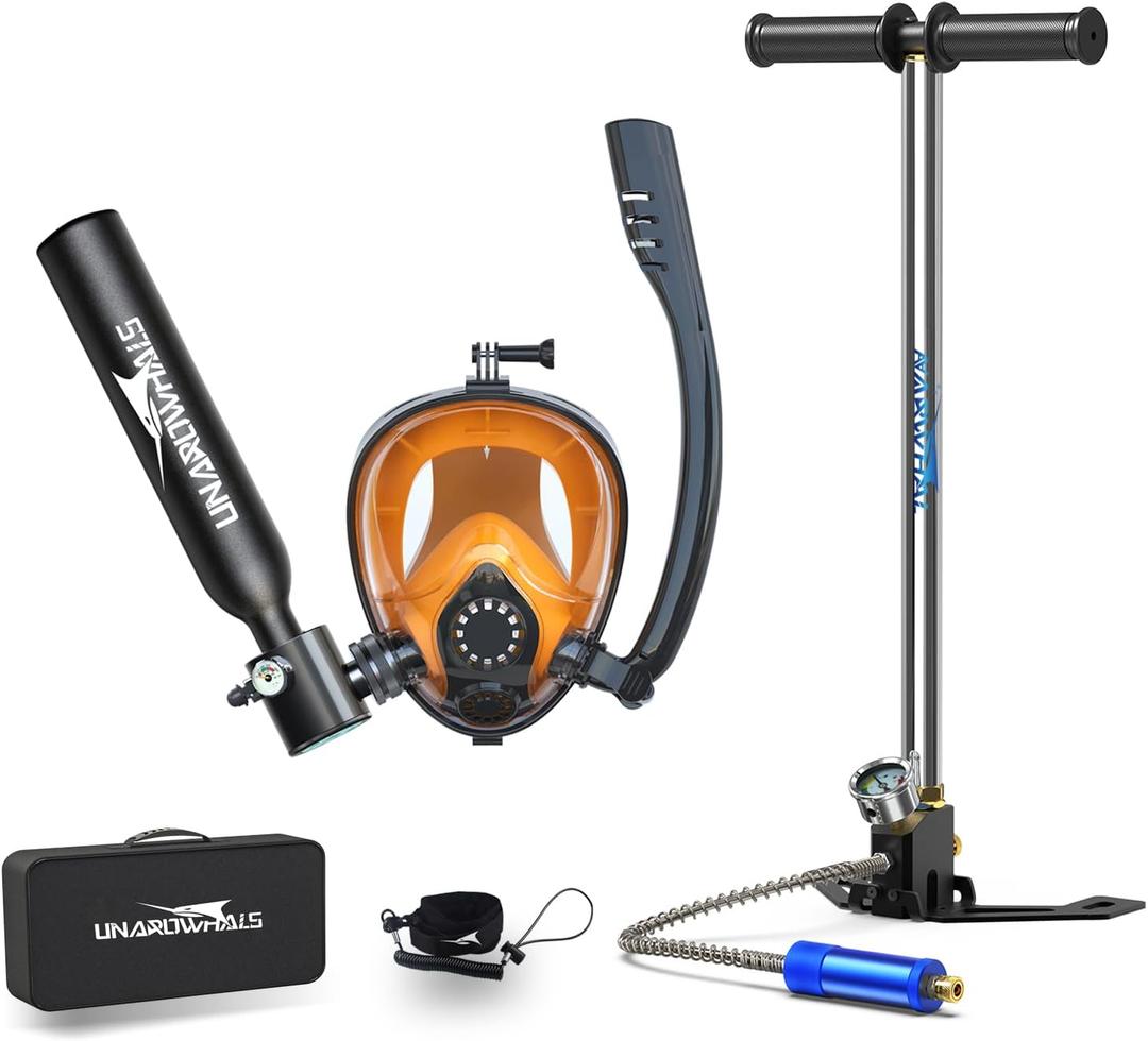 Mini Scuba Tank, 5-10 Minutes Usage Time Scuba Tank Kit, DOT/CE-EN250 Certification Dive Tank, 0.5L(3.5Cu Ft) Capacity Portable Scuba Tank, 3000 Psi Max Pressure, Aluminum Diving Tanks