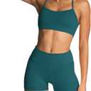 IMEKIS Women's Workout Sets 2 Piece Yoga Outfit High Waisted Biker Shorts Leggings Sports Bra Gym Fitness Clothes Tracksuit, Medium