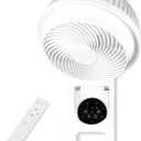 Simple Deluxe 7 inch Wall Mount Fan, 3 Speeds & 3 Modes, 15 Hours Timer, 60 Oscillating Circulating Fan, with Remote Control, Air Circulation Fan for Indoor Use, White