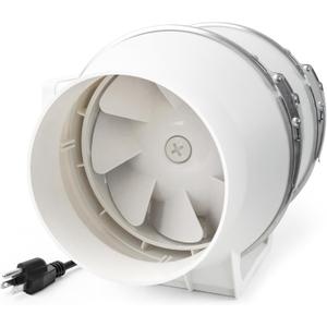 6 Inch Duct Fan, Inline Ventilation Exhaust Fan, 390 CFM Duct Intake High Efficiency Air Fan for Vent Bathroom, Kitchen, Grow Tent, Hydroponics, 3D Printer