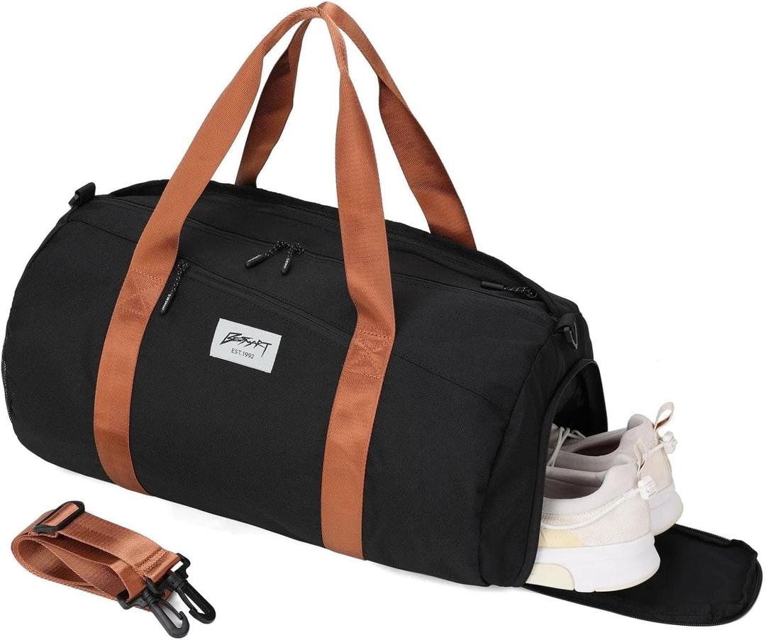 BE SMART Waterproof Men's Gym Bag with Shoe Compartment, Duffle Bags with Wet Pocket for Men, Lightweight Large Sport Duffel Option With Tpu Pocket for Overnight Weekender, Fitness, Swim, Boxing, Travel