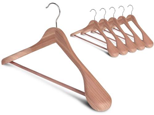 StorageWorks Red Cedar Wood Hangers 6 Pack, Extra Wide Shoulder Wooden Hanger for for Suits, Coats, Jackets, Pants