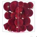 Flocked Ornaments for Christmas Tree Decorations - 12pcs Burgundy Velvet Ball Ornament for Winter Holiday Decor - Plastic Shatterproof Xmas Ornaments Bulk