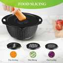 4-1 Colander with Mixing Bowl Set - Colander for Kitchen - Strainers and Colanders - Pasta Strainer - Bowl With Colander - Rice Strainer Fruit Cleaner Veggie Wash Kitchen Essentials, Black