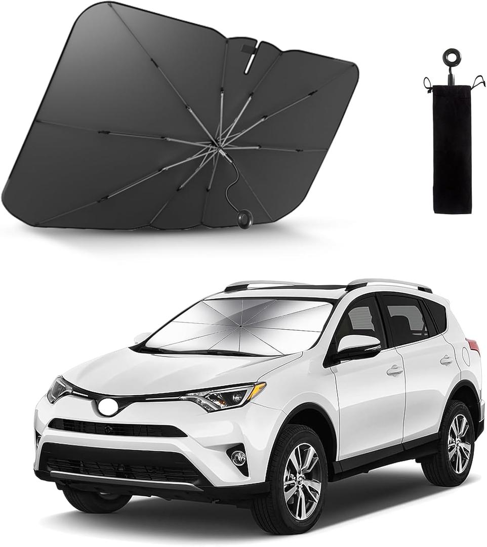YEEGO DIRECT Windshield Sun Shade with 360Anti-Scratch Handle Sunshade, Shades for Front Windows for SUV Car Automotive Interior Accessories BRE/lla Shie-ld (59''*32''), Silver