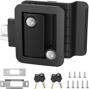 Marvelity Upgraded RV Door Lock Replacement, Black | Paddle Deadbolt, Fits 3.55" x 2.68" Lock Hole, Nylon Material, Includes 2 Keys, For Cargo Hauler Travel Trailer