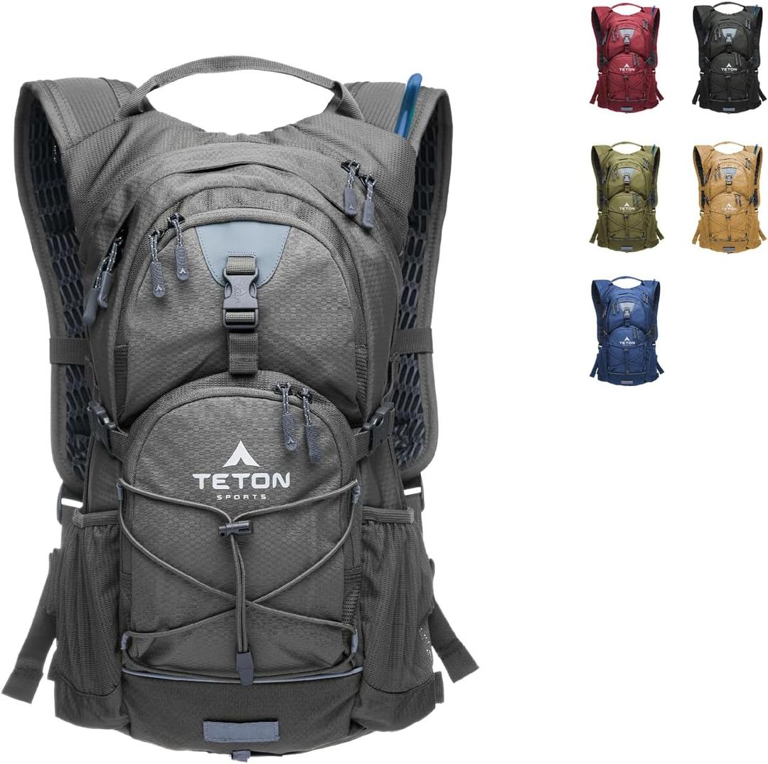 Teton Oasis Hydration Backpack Lightweight Water Pack with Bladder for Hiking, Running, Cycling, Biking 22L Sizes Sewn-in Rain Cover Fits Men and Women (Gunmetal)