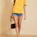 MakeMeChic Women's Summer Off Shoulder Tops Ruffle Short Sleeve Dressy Casual Blouse Top (Yellow, XL)