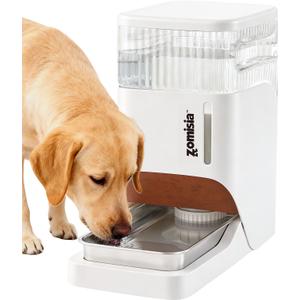 ZOMISIA Automatic Dog Water Dispenser 8L with Stainless Steel Bowl, Gravity Large Capacity Water Bowl for Dogs, 2 Gallon Pet Waterer 100% BPA Free, White