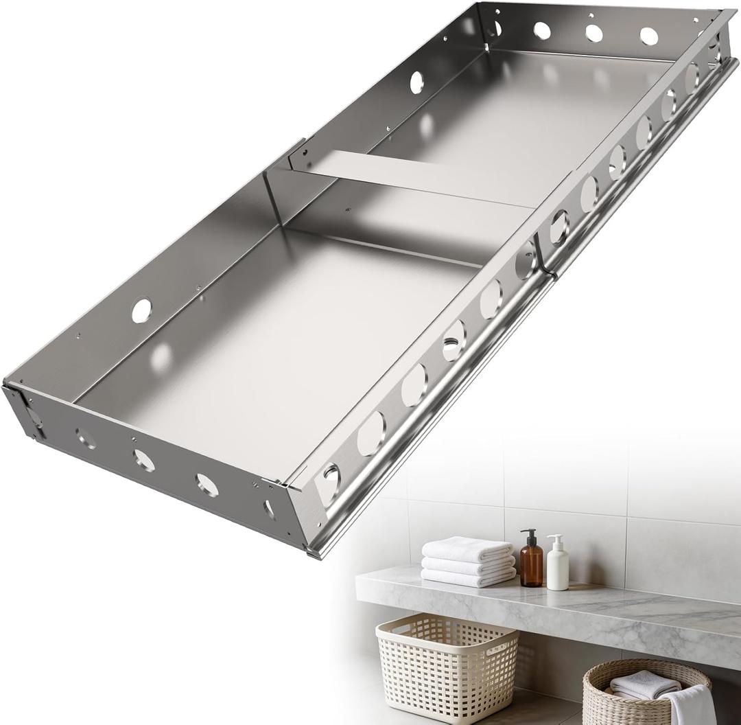 Floating Shower Bench - Adjustable, Pre-Formed Rectangular Shower Bench (3x14.5x19-33)