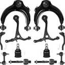 Front Suspension Kit Upper Lower Control Arms Ball Joints Fit for Honda Accord 2003 2004 2005 2006 2007, Fit for Acura TSX 2004-2008 -12 pcs Ball Joints Sway Bars Tie Rods (12PCS Suspension Kits)